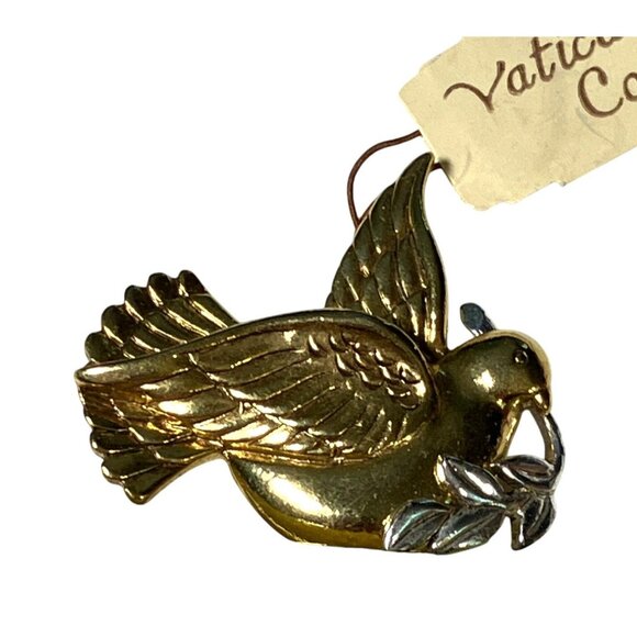 Vatican Library Collection Dove with Olive Branch Pin Brooch - Picture 6 of 9